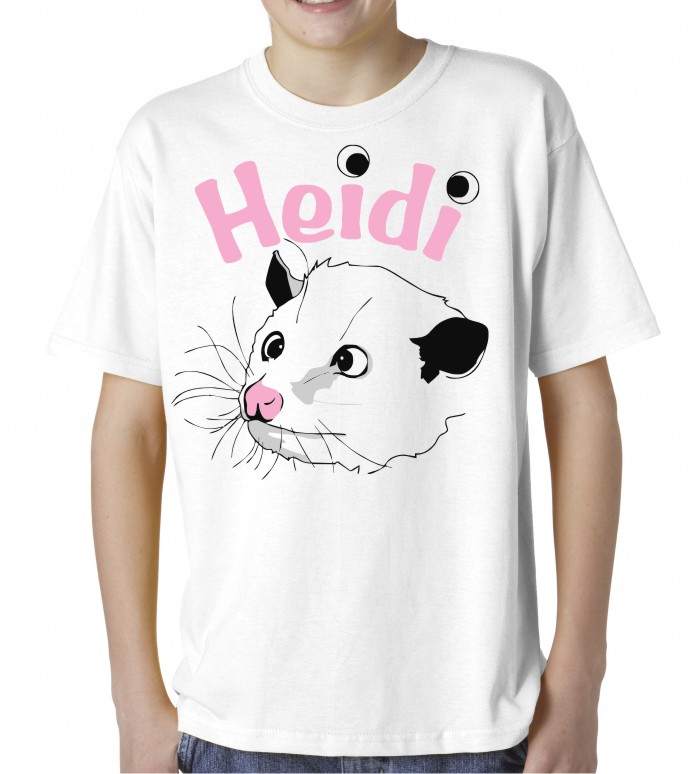 Heidi the cross eyed possum youth short sleeve shirt